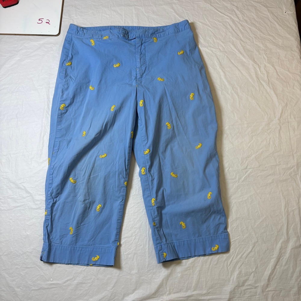 Bay Studio Khakis Women's‎ Size 10 Blue Seahorse Print Capri Pants